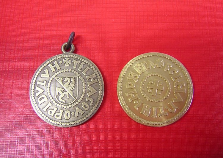 Svatomartinská mince, provedení tombak - líc a rub